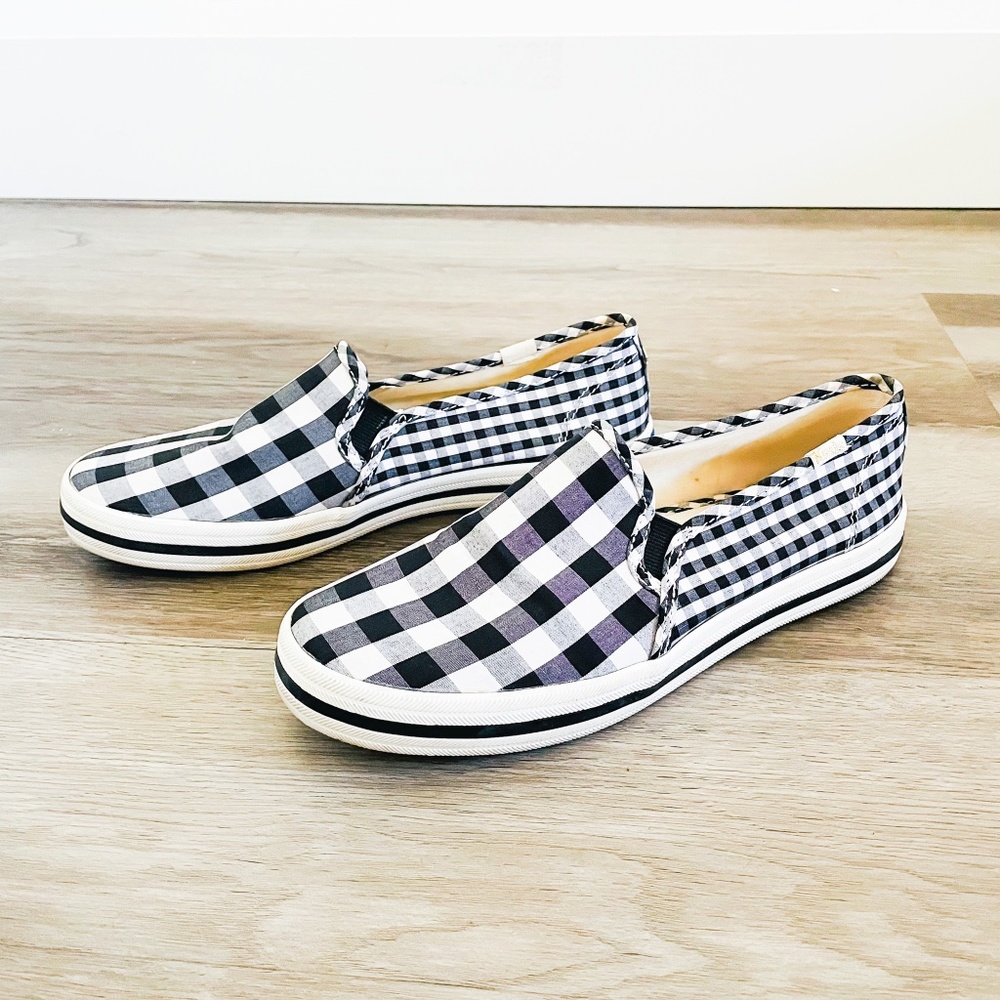 Kate Spade x Keds Blue Gingham Check Slip Ons 7